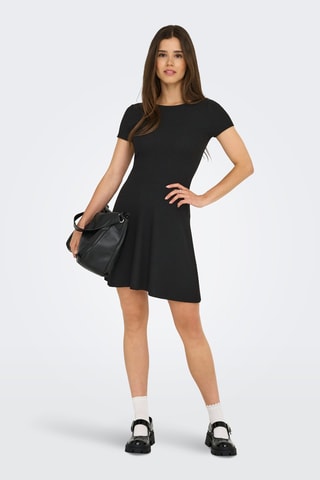 Vestido corto regular fit - Negro