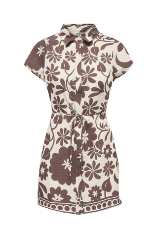 Vestido camisero - Beige y marrón