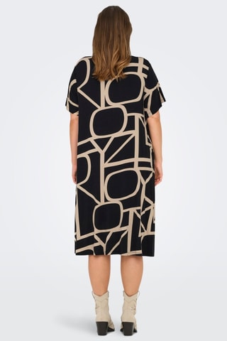 Vestido trapecio - Negro y beige