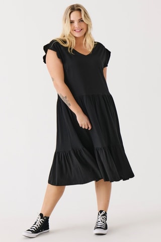 Vestido midi de algodón orgánico - Negro
