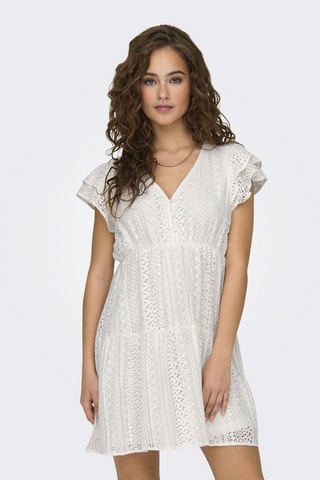 Vestido evasé de guipur - Blanco