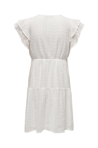 Vestido evasé de guipur - Blanco