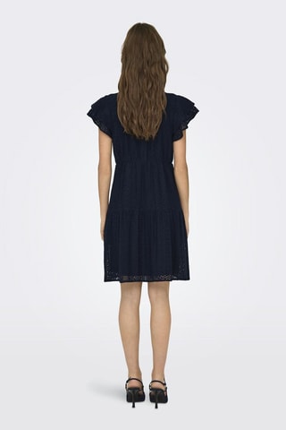 Vestido evasé de guipur - Azul marino