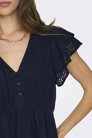 Vestido evasé de guipur - Azul marino