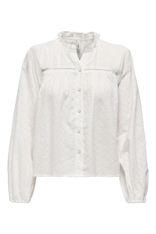 Camisa regular fit con bordado inglés - Blanco