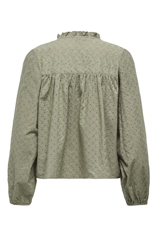 Camisa regular fit con bordado inglés - Caqui