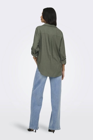 Camisa loose de lino - Verde oliva