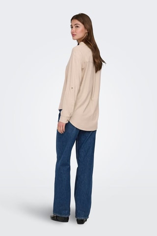 Camisa loose de lino - Beige