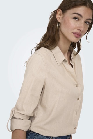 Camisa loose de lino - Beige