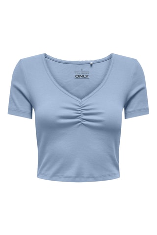 Camiseta cropped de algodón orgánico - Celeste