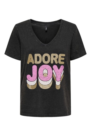 Camiseta regular fit de algodón orgánico - Negro jaspeado