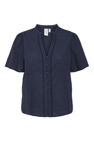 Blusa de algodón orgánico - Azul marino - Selected