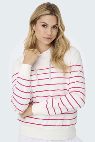 Sudadera con capucha - Blanco y rosa