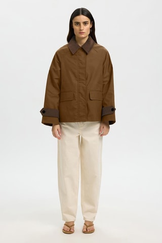 Chaqueta de algodón orgánico - Marrón - Selected