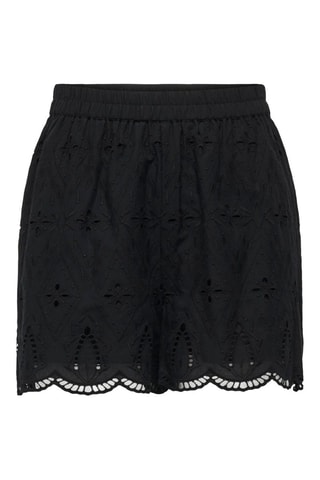 Short regular fit con bordado inglés - Negro