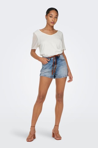 Short vaquero regular fit de algodón orgánico de tiro alto - Azul claro