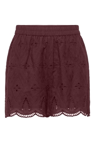Short regular fit con bordado inglés - Marrón