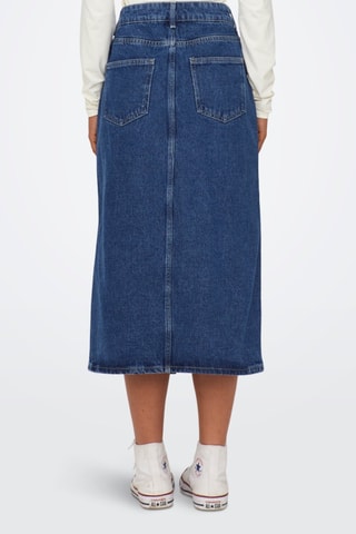 Falda midi vaquera de talle alto - Azul
