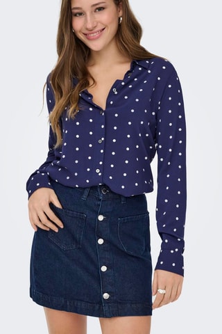 Falda recta vaquera de talle alto - Azul
