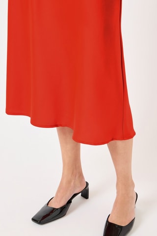 Falda midi de talle alto - Rojo - Yas