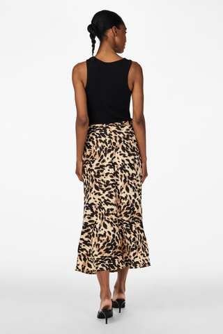 Falda midi de talle alto - Negro y beige - Yas