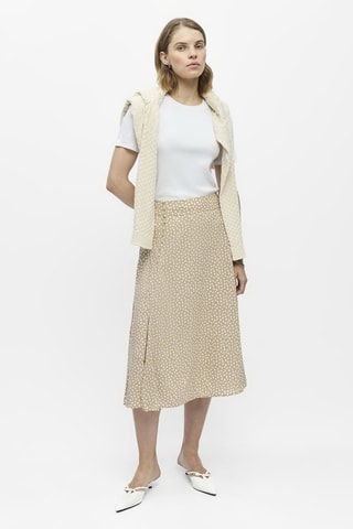 Falda cruzada midi - Beige - Selected