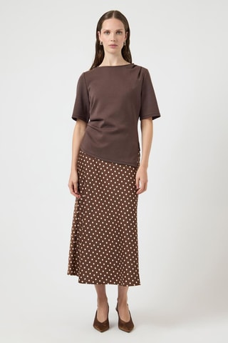 Falda midi - Marrón - Selected