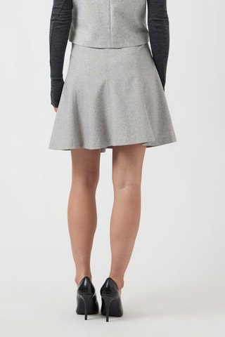 Falda evasé de talle alto - Gris claro - Selected