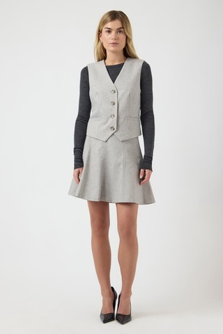 Falda evasé de talle alto - Gris claro - Selected