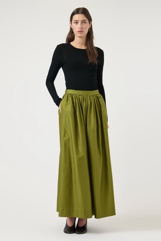 Falda larga de talle alto - Verde oliva - Selected