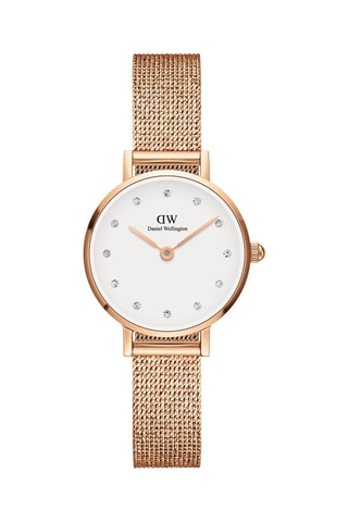 Stalen Quartz Horloge Petite  24 cm - Roségoudkleurig en Wit