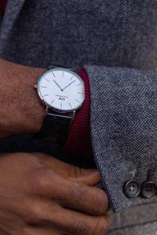 Leren Quartz Horloge Classic Reading - Zwart en Zilverkleurig