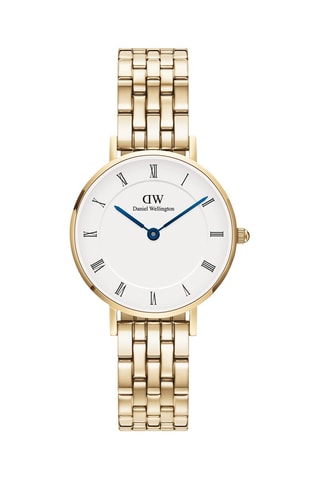 Roestvrijstalen Quartz Horloge Petite Roman - Goudkleurig en Wit