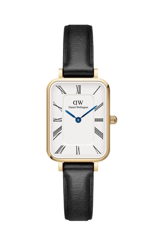 Leren Quartz Horloge - Zwart en Goudkleurig