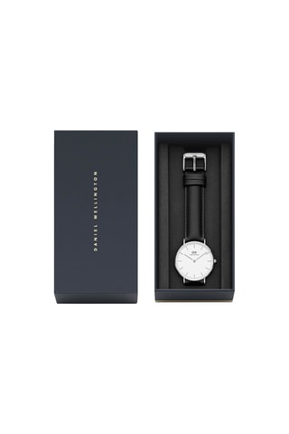 Leren Quartz Horloge Sheffield  36 cm - Zwart