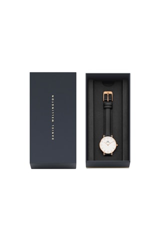 Leren Quartz Horloge Sheffield - 28 mm - Zwart en Roségoudkleurig