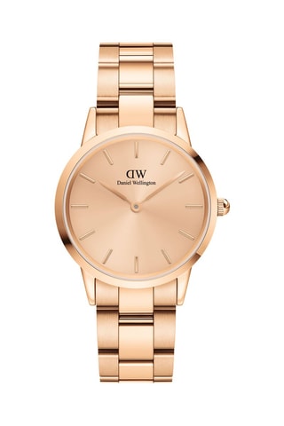 Stalen Quartz Horloge Iconic Link - 32 mm - Roségoudkleurig en roze