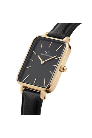 Leren Quartz Horloge Pressed Ashfield - 20 x 26 mm - Zwart en goudkleurig