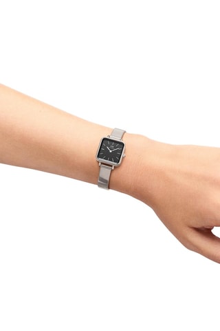 Stalen Quartz Horloge Studio - 22 x 22 mm - Zilverkleurig en zwart