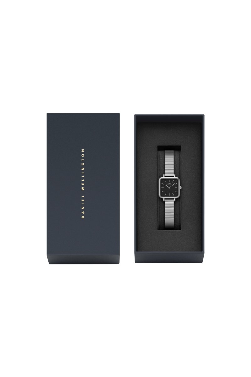 Reloj de cuarzo de acero Studio - 22 x 22 mm - Plateado y negro