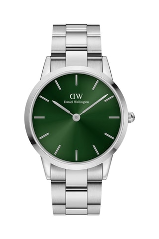 Stalen Quartz Horloge Iconinc Link  Emerald - 40 cm - Zilverkleurig en Groen