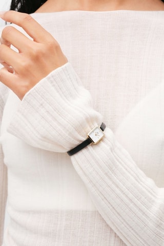 Leren Quartz Horloge - Zwart en Goudkleurig
