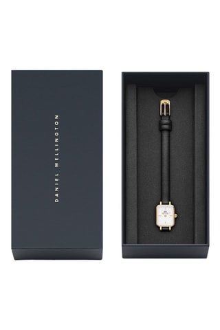 Leren Quartz Horloge - Zwart en Goudkleurig
