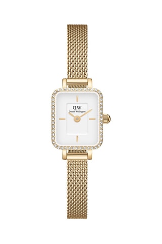 Stalen Quartz Horloge Goudkleurig en Wit