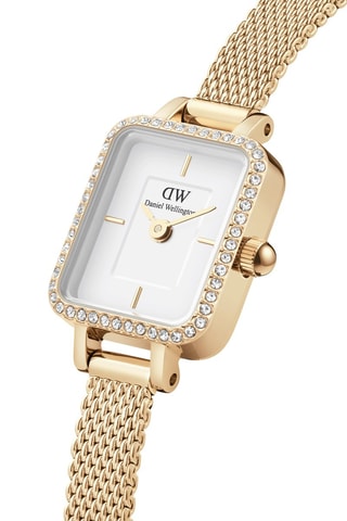Stalen Quartz Horloge Goudkleurig en Wit