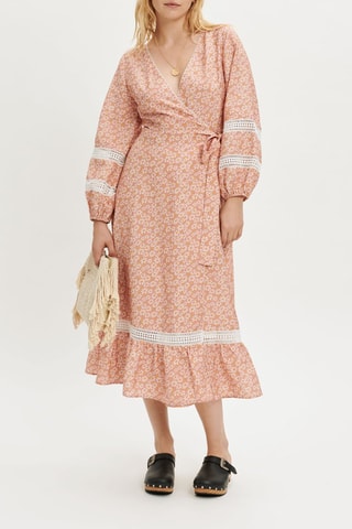 Robe portefeuille en lin - Rose