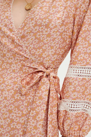 Robe portefeuille en lin - Rose