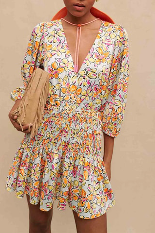Robe patineuse - Blanc et orange