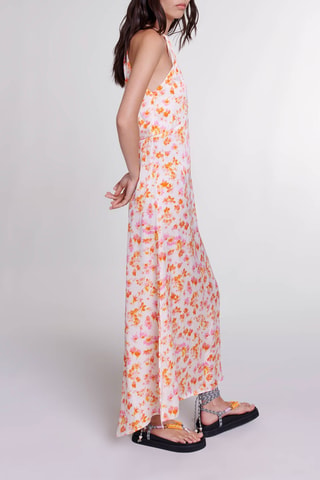 Robe longue - Blanc et orange