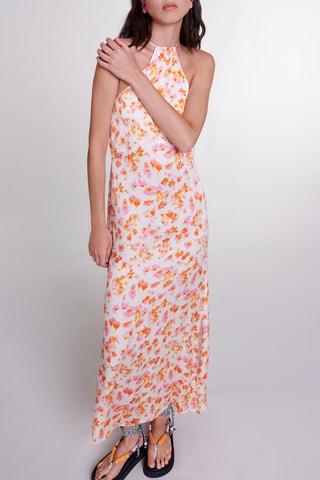 Robe longue - Blanc et orange